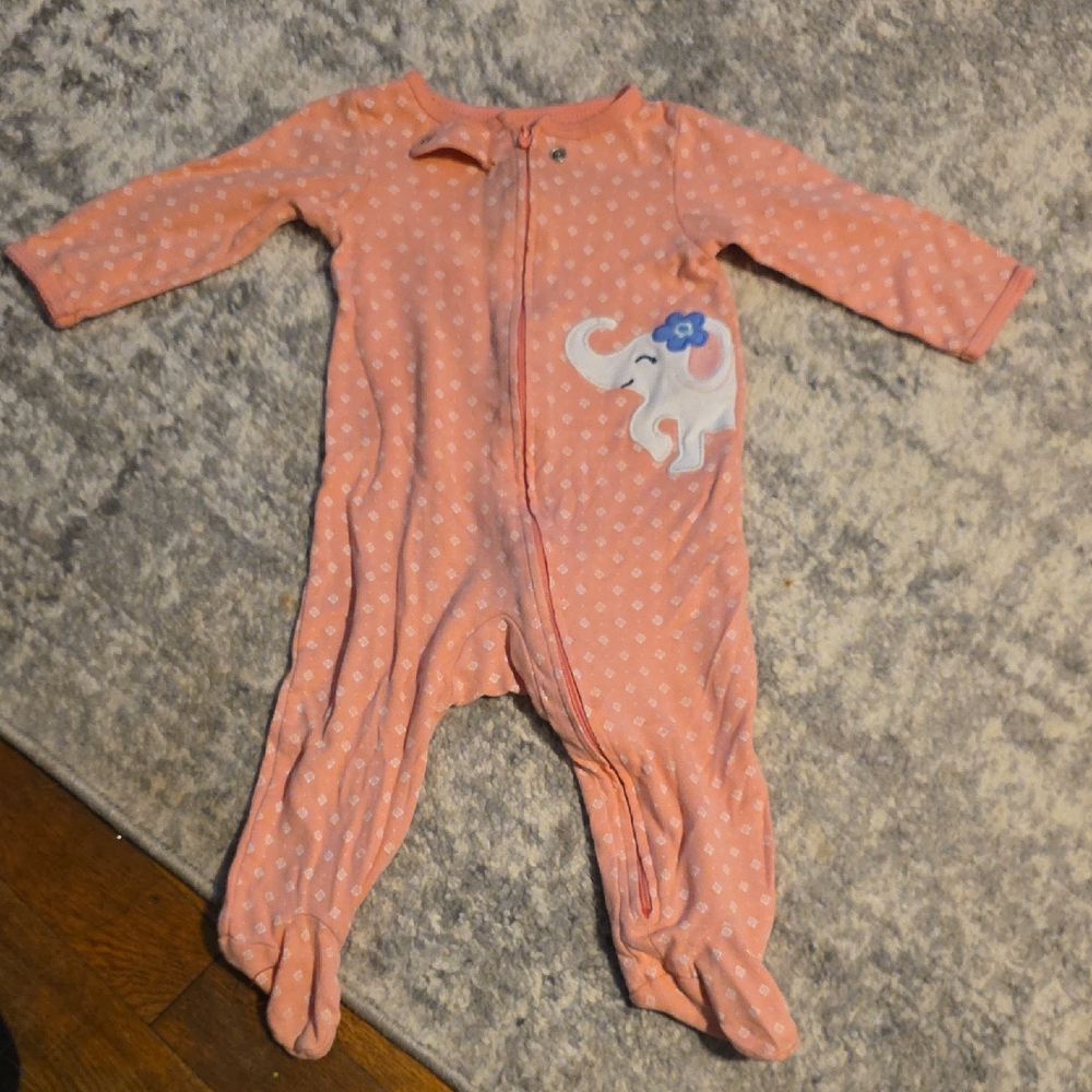 Carter's Peach Polka Dot Elephant Footie